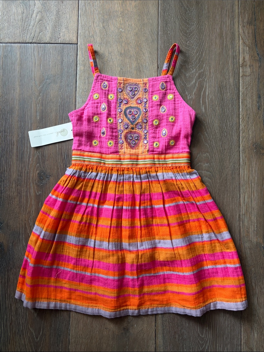 NWT! Peek Pink & Orange Embroidered Sleeveless Dress